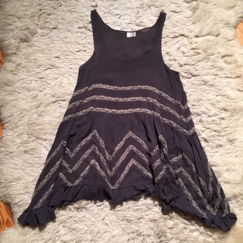 Voile and lace trapeze slip